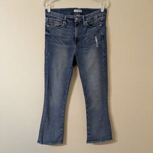 Good American Jeans Good Cuts Crop Distressed Medium Wash Stretch size 10/30